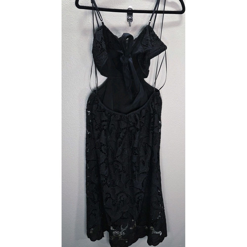 Express Black Lace Cutout Back Dress Spaghetti Strap Fit Flare Small - Picture 11 of 14